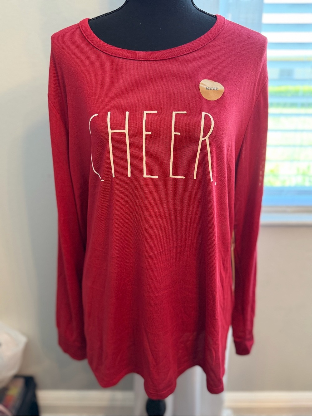 Rae Dunn Red Long Sleeve "CHEER" Sleep Tee size XL